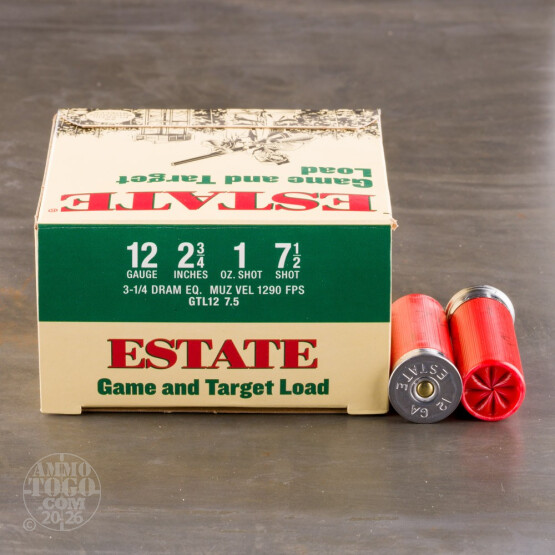 250rds - 12 Gauge Estate 2 3/4" 3 1/4 Dram 1oz. #7 1/2 Shot Ammo