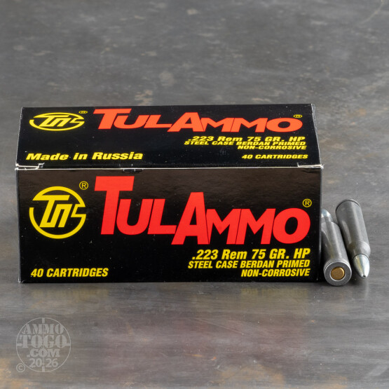40rds - 223 Tula 75gr. HP Ammo