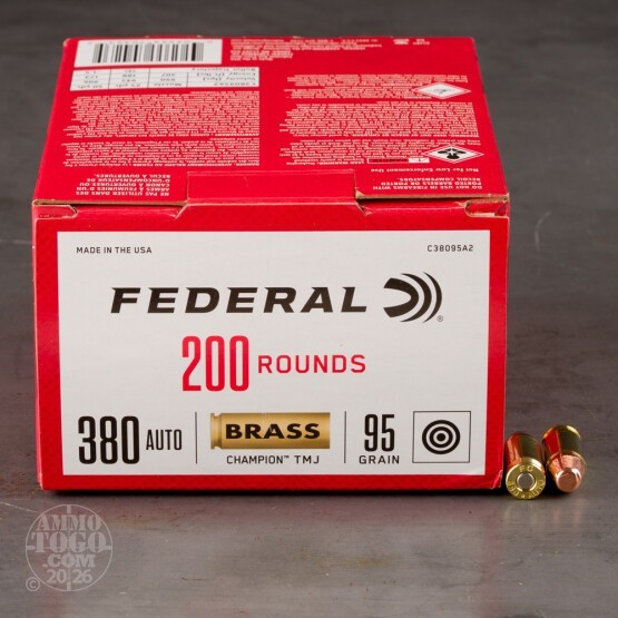 200rds – 380 ACP Federal Champion 95gr. FMJ Ammo
