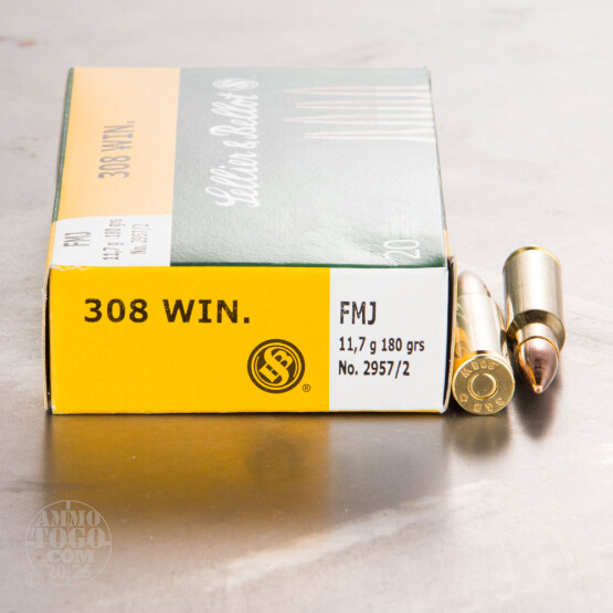 20rds - 308 Sellier & Bellot 180gr. FMJ Ammo