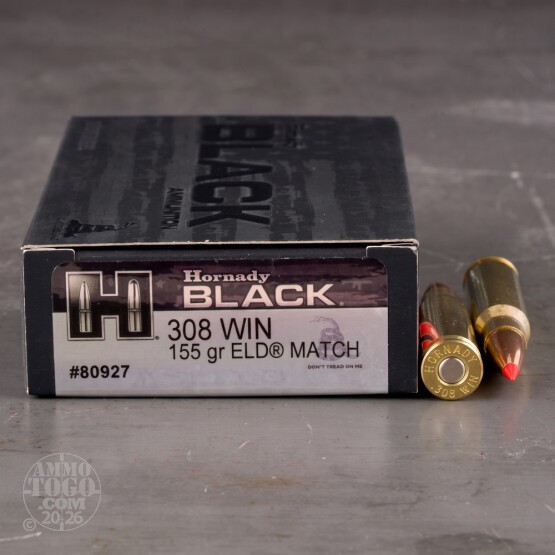 20rds – 308 Win Hornady BLACK 155gr. ELD Match Ammo