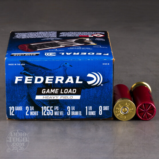 25rds - 12 Gauge Federal Game Shok Heavy Field 2 3/4" 1 1/8oz. #8 Shot Ammo