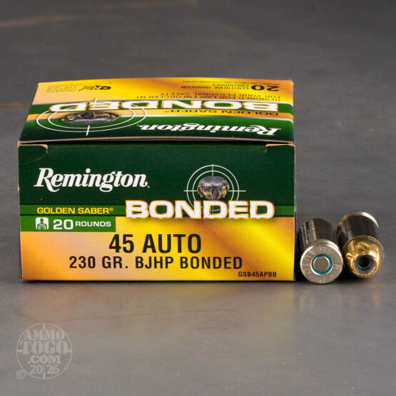 20rds – 45 ACP Remington Golden Saber Bonded 230gr. BJHP Ammo