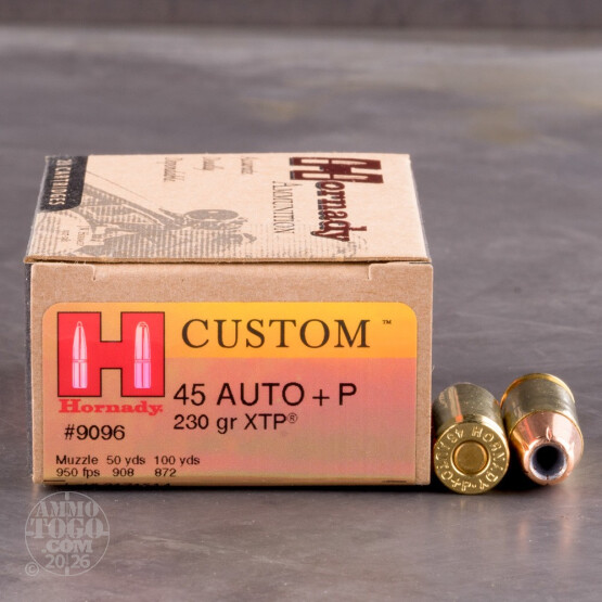 200rds - 45 ACP Hornady Custom 230gr. +P XTP HP Ammo