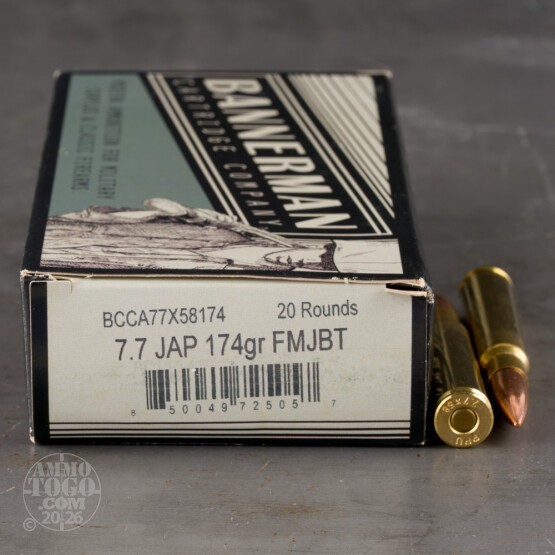 20rds – 7.7 Japanese Bannerman 174gr. FMJBT Ammo