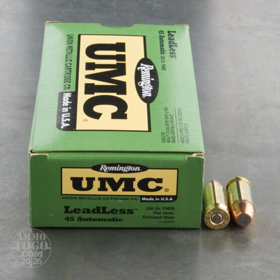 500rds - 45 ACP Remington UMC 230gr. Flat Nose Enclosed Base Leadless
