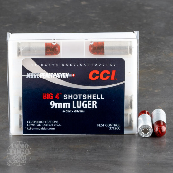 200rds – 9mm CCI Big 4 45gr. #4 Shot Ammo