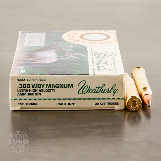 20rds – 300 Weatherby Mag Weatherby Ammunition 150gr. Nosler Partition Ammo