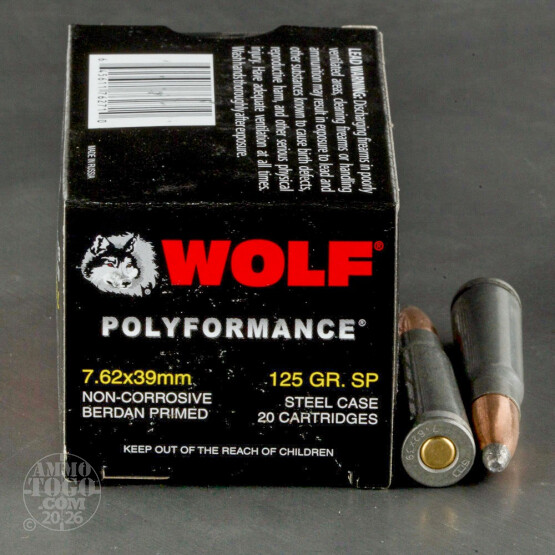 20rds - 7.62x39 WPA Polyformance 125gr. Soft Point Ammo