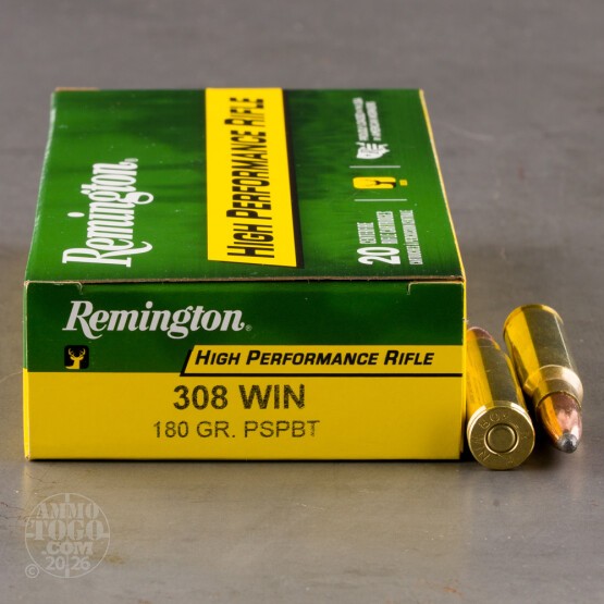 200rds – 308 Win Remington High Performance Rifle 180gr. PSP BT Ammo
