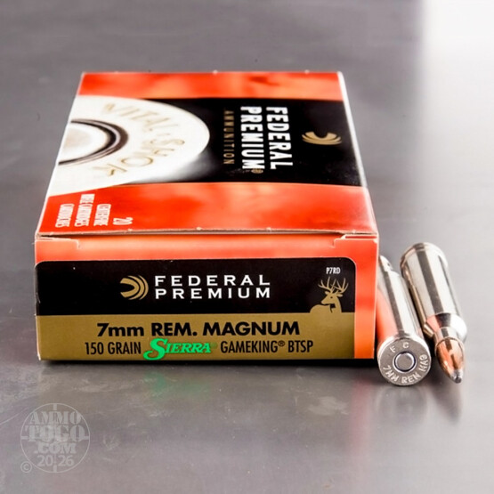 20rds - 7mm Rem Mag Federal Vital-Shok 150gr. Sierra GameKing BTSP Ammo