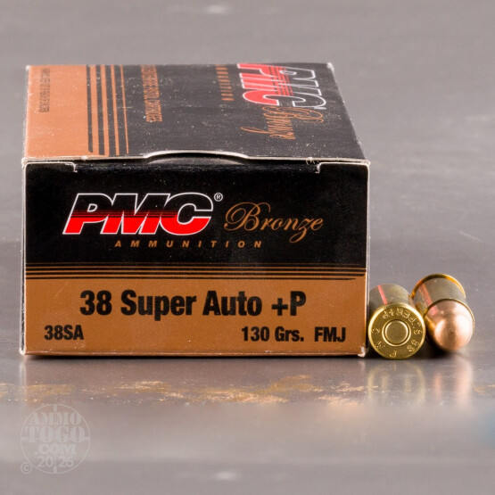 50rds - 38 Super Auto PMC Bronze 130gr. +P FMJ Ammo