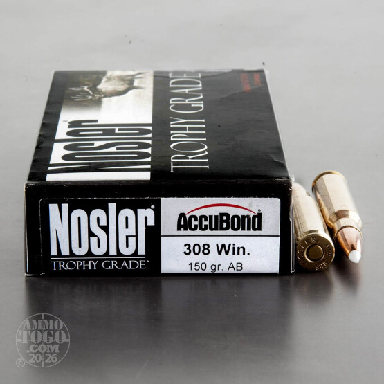 20rds - 308 Win Nosler Trophy Grade 150gr. Accubond Polymer Tip Ammo