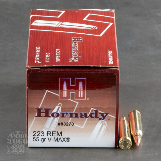 50rds – 223 Hornady 55gr. V-Max Ammo