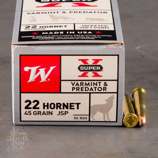 50rds - 22 Hornet Winchester 45gr Super-X Soft Point Ammo