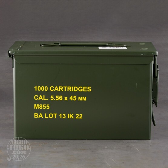 1000rds – 5.56x45 Igman 62gr. FMJ M855 Ammo in Ammo Can