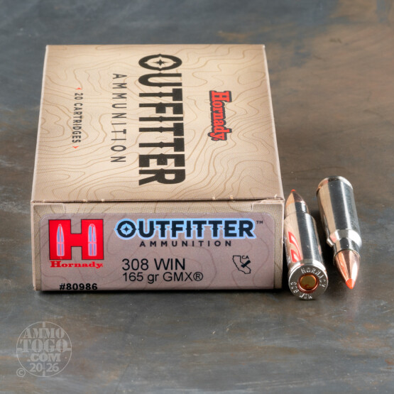 20rds – 308 Win Hornady Outfitter 165gr. GMX Ammo