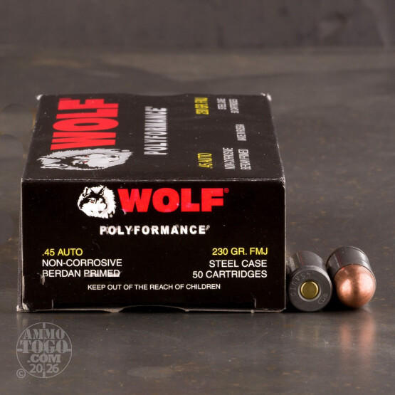 500rds - 45 ACP WPA Polyformance 230gr. FMJ Ammo