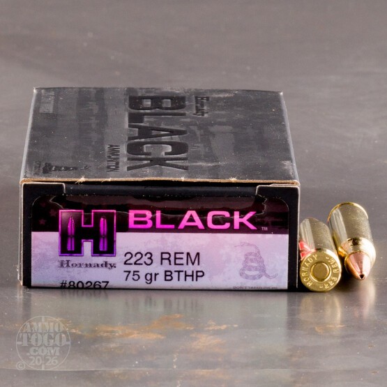200rds – 223 Rem Hornady BLACK 75gr. BTHP Match Ammo