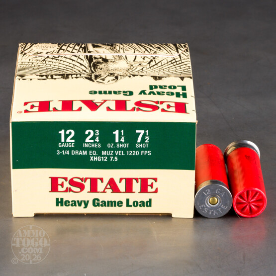 250rds – 12 Gauge Estate Heavy Game Load 2-3/4" 1-1/4oz. #7.5 Shot Ammo