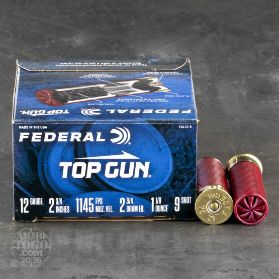 250rds - 12 Gauge Federal Top Gun Target Load 2 3/4" 1 1/8oz. #9 Shot Ammo