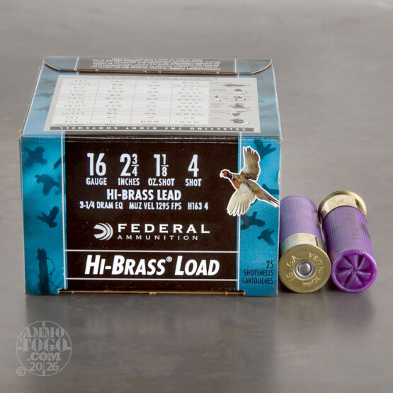 250rds - 16 Gauge Federal Game-Shok 2 3/4" 1 1/8oz. #4 Shot Ammo