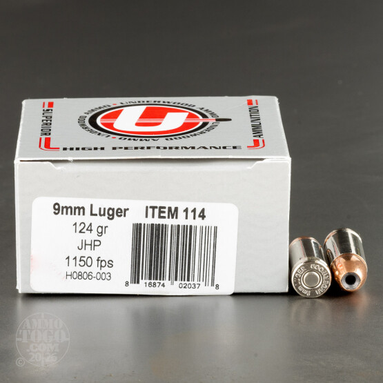 20rds – 9mm Underwood 124gr. JHP Ammo