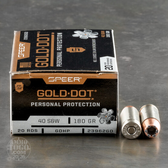 20rds – 40 S&W Speer Gold Dot 180gr. HP Ammo