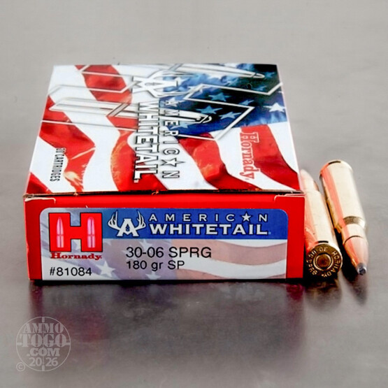 20rds - 30-06 Hornady American Whitetail InterLock 180gr. SP Ammo