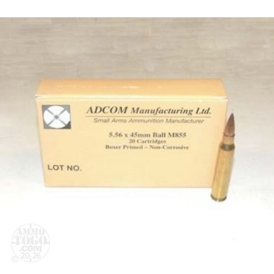 500rds - .223 Adcom M855 62gr. Penetrator Ammo