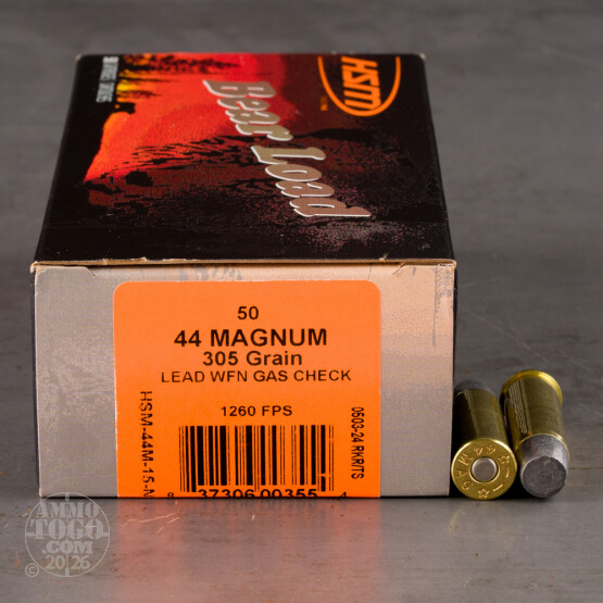 50rds – 44 Mag HSM Bear Load 305gr. WFNGC Ammo