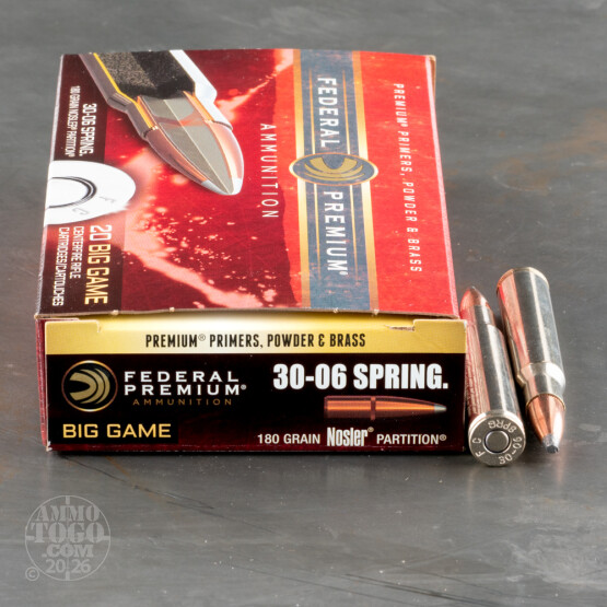 20rds - 30-06 Federal Vital-Shok 180gr. Nosler Partition Ammo