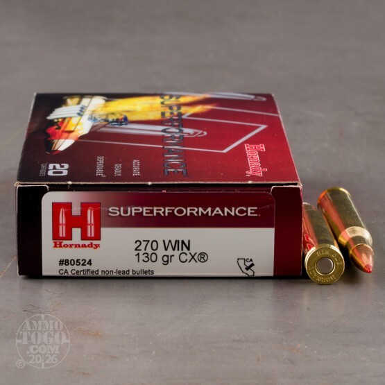 20rds – 270 Win Hornady Superformance 130gr. CX Ammo