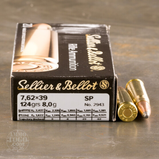 600rds – 7.62x39 Sellier & Bellot 124gr. SP Ammo