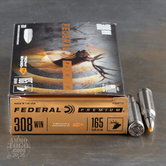 20rds - 308 Win. Federal Vital-Shok 165gr. Trophy Bonded Tip Ammo