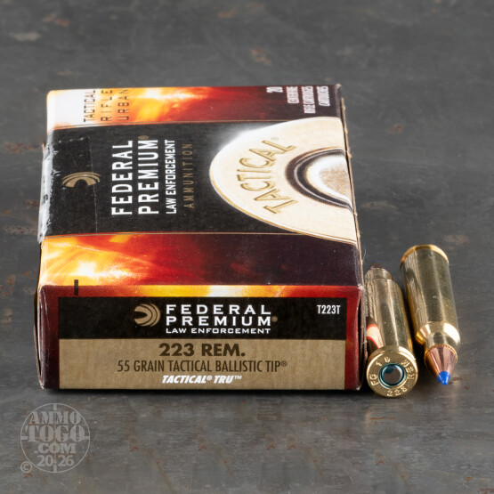 20rds – 223 Rem Federal LE Tactical TRU 55gr. Nosler Ballistic Tip Ammo