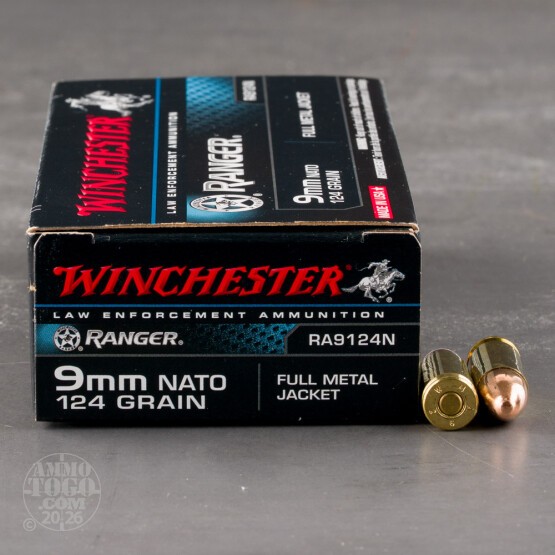 500rds - 9mm Winchester Ranger NATO 124gr. FMJ Ammo
