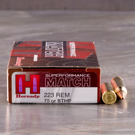 20rds – 223 Rem Hornady Superformance Match 75gr. BTHP Ammo