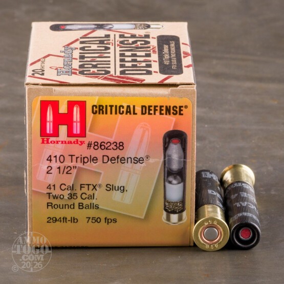 200rds – 410 Bore Hornady Critical Defense 2-1/2" 235 Grain Triple Defense Ammo