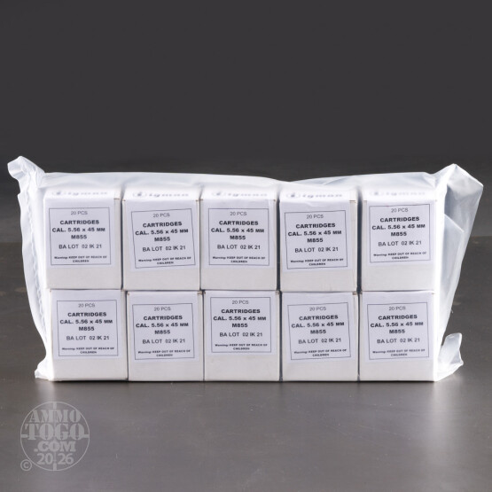 1000rds – 5.56x45 Igman 62gr. FMJ M855 Ammo