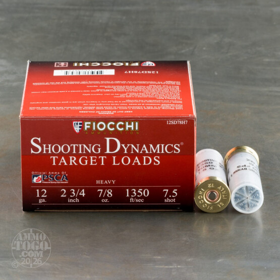 25rds - 12ga Fiocchi 2 3/4" 7/8oz. #7.5 Shot Target Load