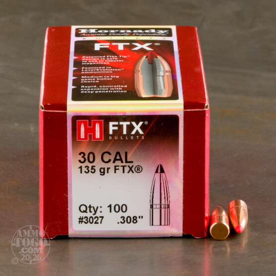 Bullets - 30 Cal - 135 Grain FTX - Hornady - 100 Bullets