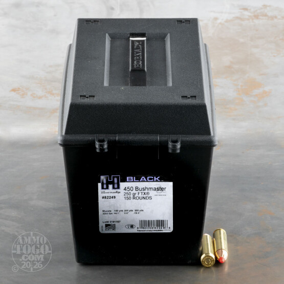 150rds – 450 Bushmaster Hornady BLACK 250gr. FTX Ammo in Field Box