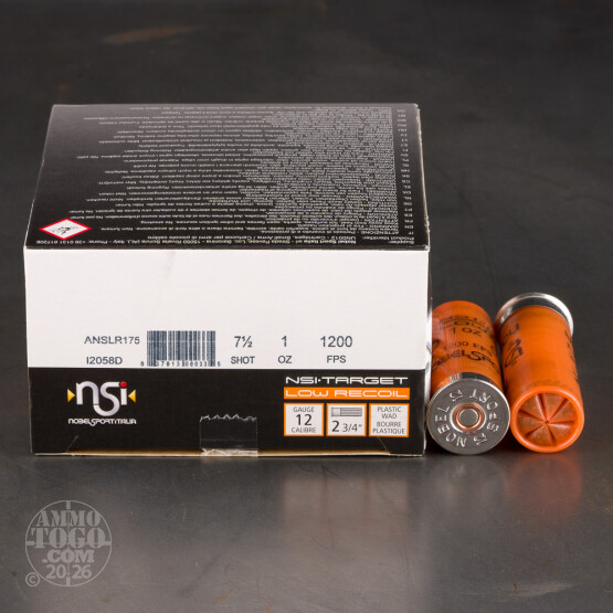 250rds – 12 Gauge NobelSport Low Recoil 2-3/4" 1oz. #7.5 Shot Ammo