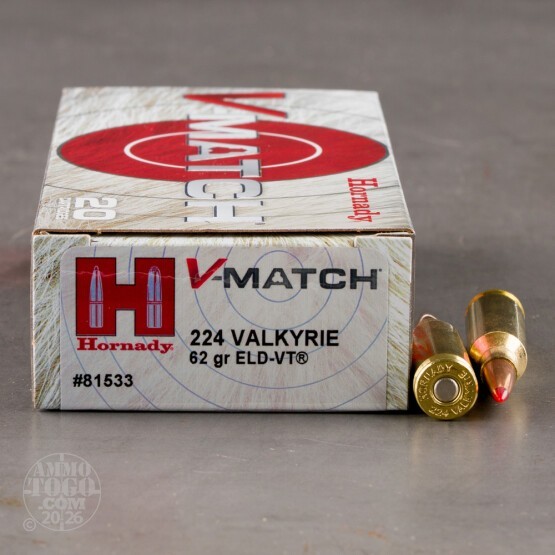 20rds – 224 Valkyrie Hornady V-Match 62gr. ELD-VT Ammo