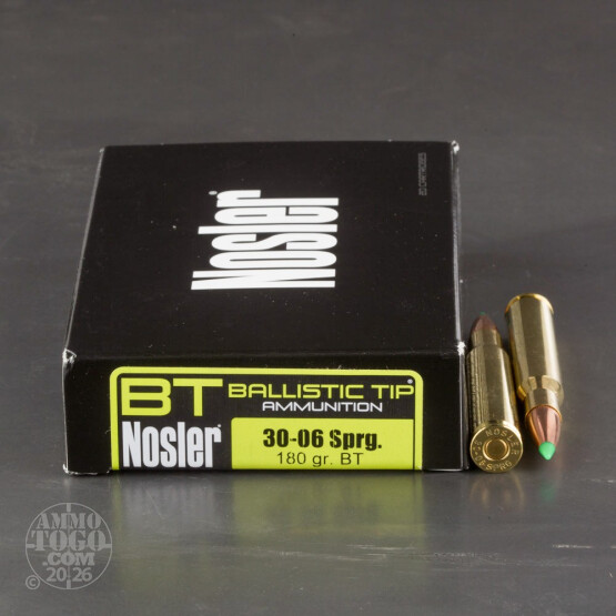 20rds - 30-06 Springfield Nosler 180gr. Ballistic Tip Hunting Ammo