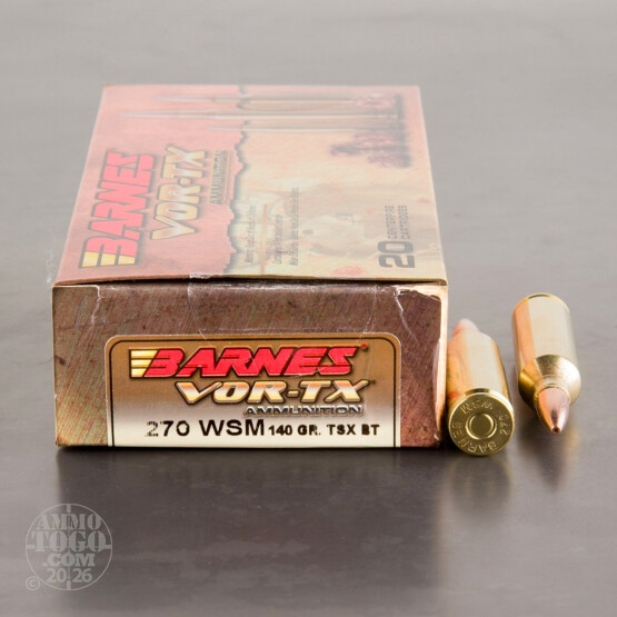 20rds - 270 WSM Barnes VOR-TX 140gr. TSX Boattail Hollow Point Ammo