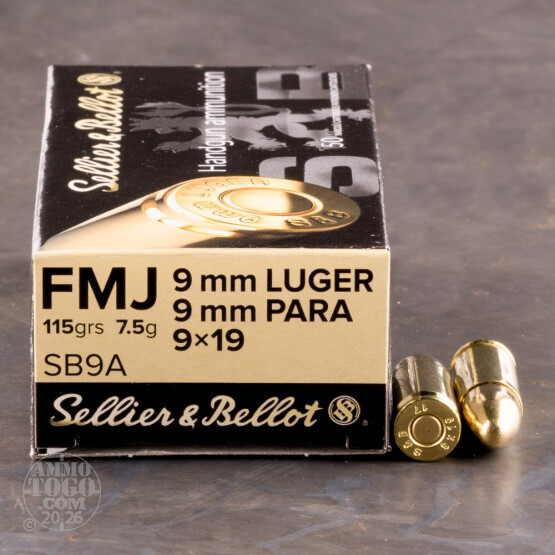 1000rds - 9mm Sellier & Bellot 115gr. FMJ Ammo