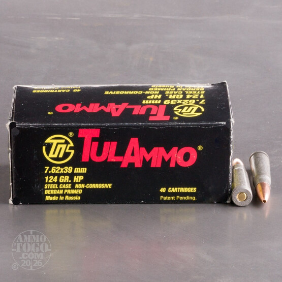 40rds – 7.62x39 Tula 124gr. HP Ammo 