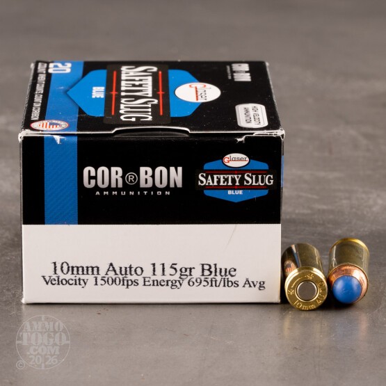 20rds - 10mm Auto Glaser Blue Safety Slug 115gr. Ammo